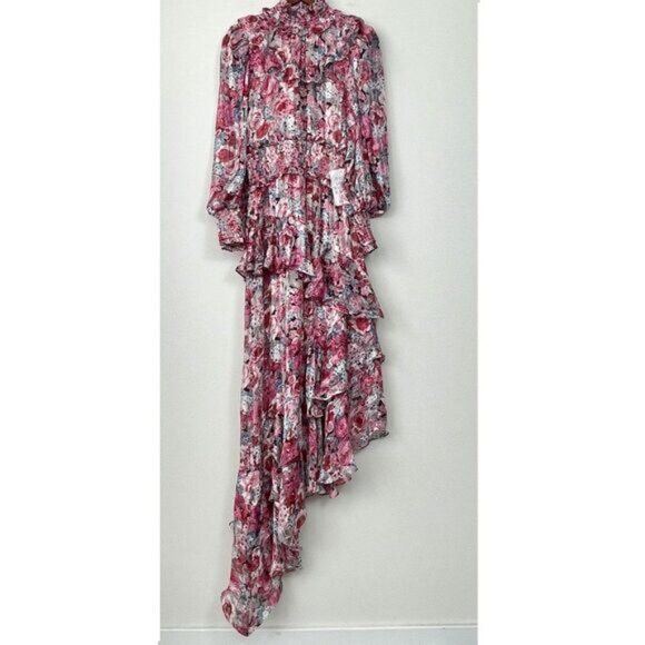 Free People Elliatt Dorian Floral Ruffle Drapey Smocked Maxi Dress Pink/ Rose M - Picture 3 of 14